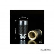 Drip tip 510 in SS + fibra di carbonio.,